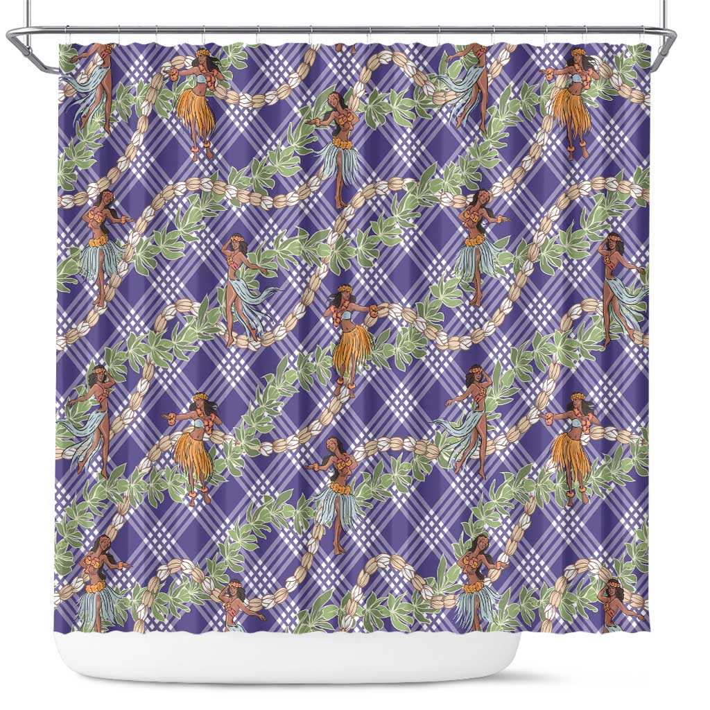 Lavender Palaka Hula Girls Seamless Hawaii Aloha Shower Curtain - Polynesian Pride