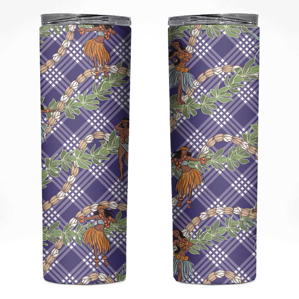 Lavender Palaka Hula Girls Seamless Hawaii Aloha Skinny Tumbler - Polynesian Pride