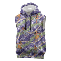 Lavender Palaka Hula Girls Seamless Hawaii Aloha Sleeveless Hoodie - Polynesian Pride