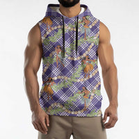 Lavender Palaka Hula Girls Seamless Hawaii Aloha Sleeveless Hoodie - Polynesian Pride