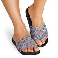 Lavender Palaka Hula Girls Seamless Hawaii Aloha Slide Sandals - Polynesian Pride