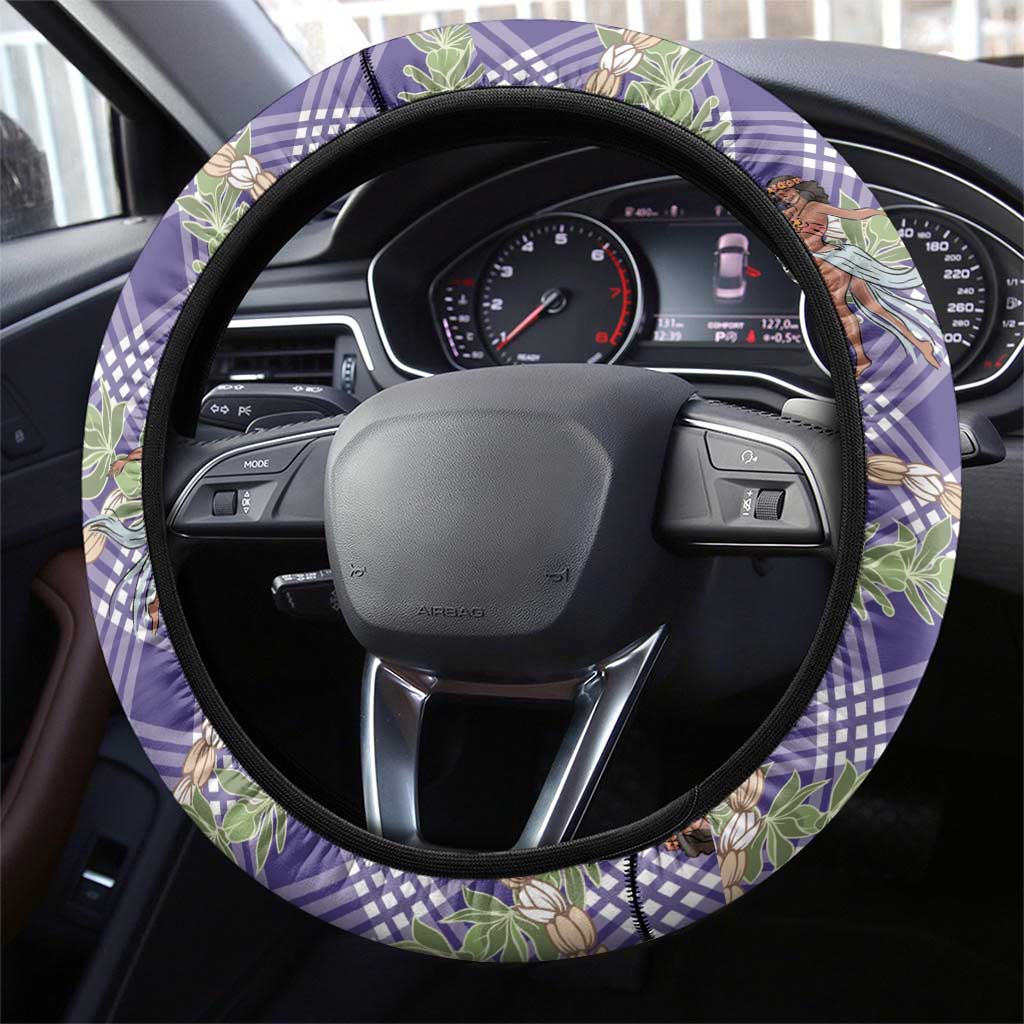 Lavender Palaka Hula Girls Seamless Hawaii Aloha Steering Wheel Cover - Polynesian Pride