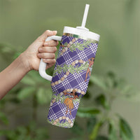 Lavender Palaka Hula Girls Seamless Hawaii Aloha Tumbler With Handle - Polynesian Pride
