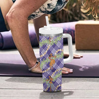 Lavender Palaka Hula Girls Seamless Hawaii Aloha Tumbler With Handle - Polynesian Pride