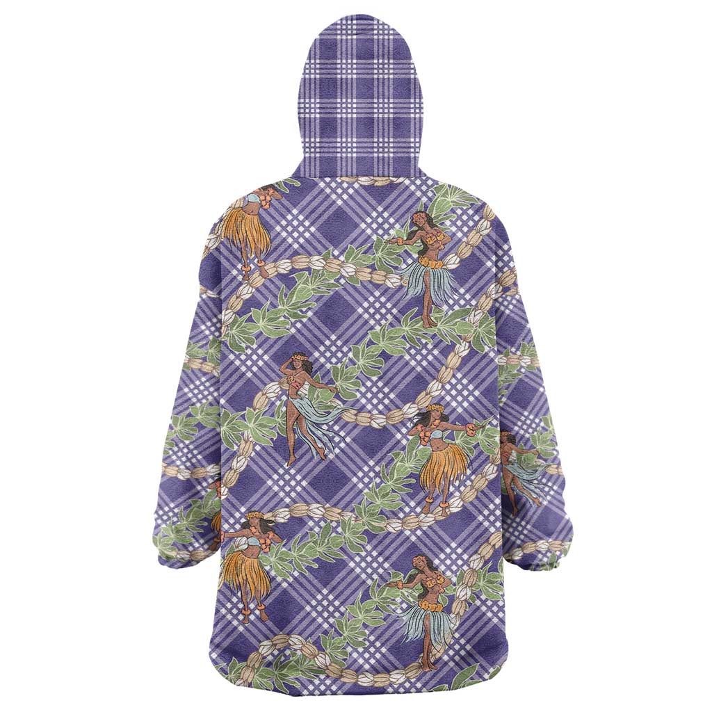 Lavender Palaka Hula Girls Seamless Hawaii Aloha Wearable Blanket Hoodie - Polynesian Pride