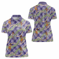 Lavender Palaka Hula Girls Seamless Hawaii Aloha Women Polo Shirt - Polynesian Pride