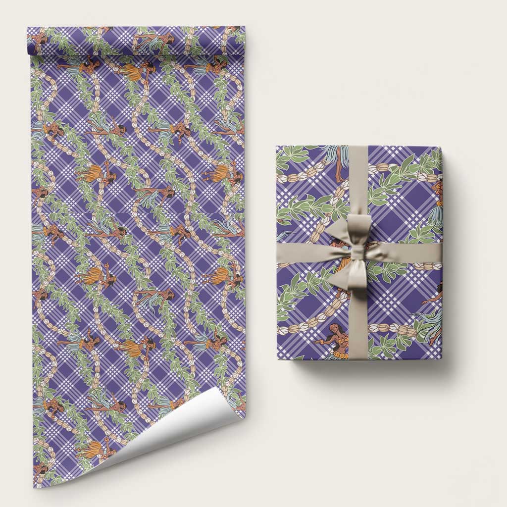 Lavender Palaka Hula Girls Seamless Hawaii Aloha Wrapping Paper LT7 58" × 23" Lavender - Polynesian Pride