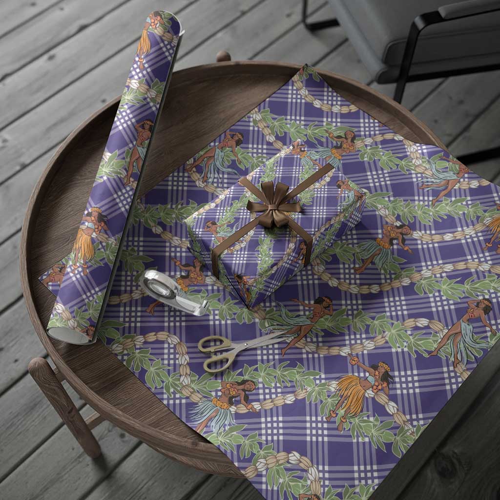 Lavender Palaka Hula Girls Seamless Hawaii Aloha Wrapping Paper LT7 - Polynesian Pride