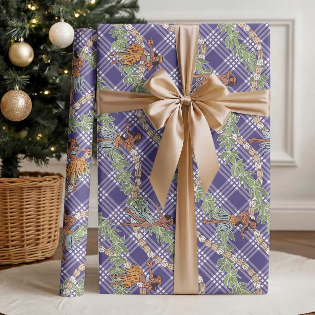 Lavender Palaka Hula Girls Seamless Hawaii Aloha Wrapping Paper LT7 - Polynesian Pride