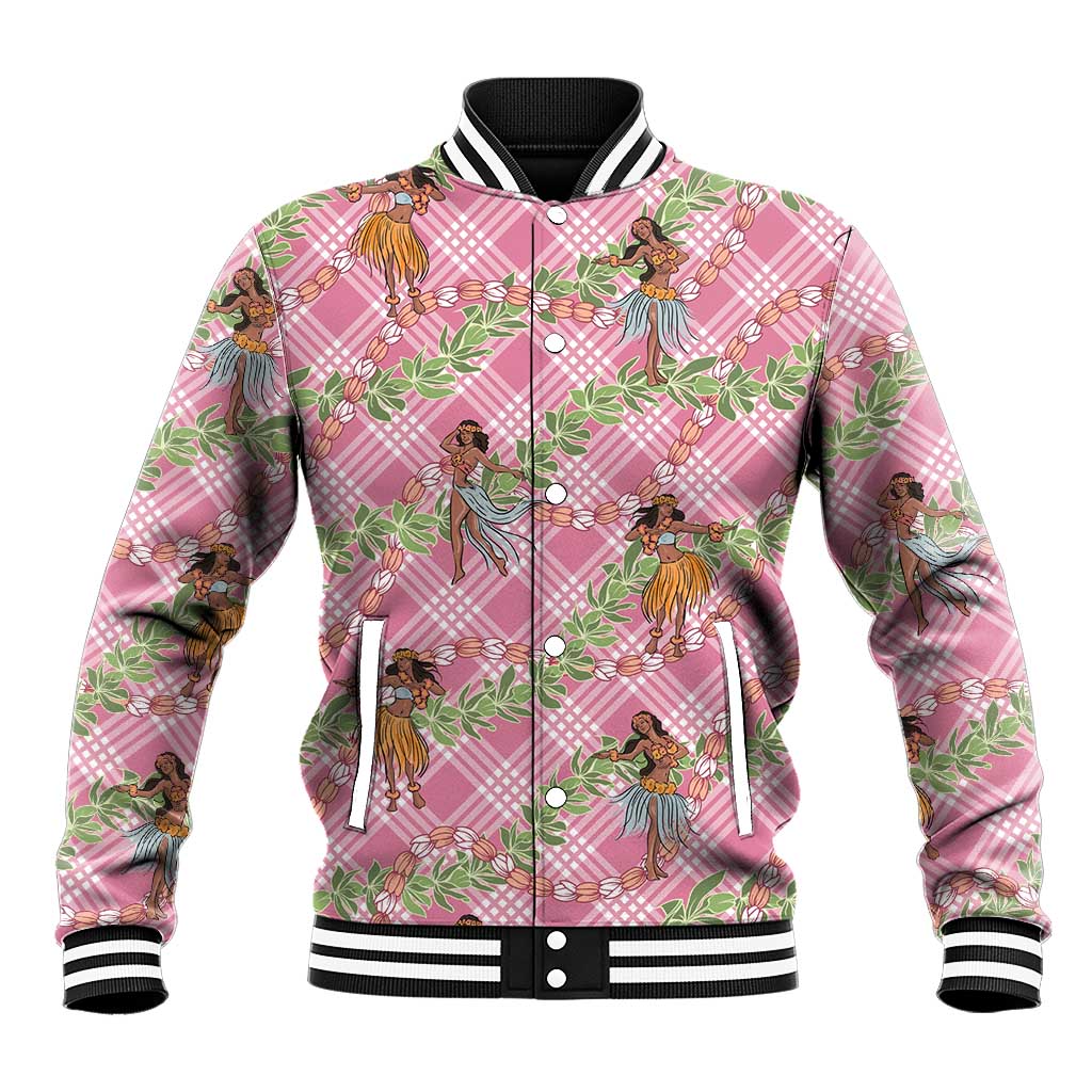 Lokelani Pink Palaka Hula Girls Seamless Hawaii Aloha Baseball Jacket - Polynesian Pride