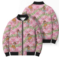 Lokelani Pink Palaka Hula Girls Seamless Hawaii Aloha Bomber Puffer Jacket - Polynesian Pride