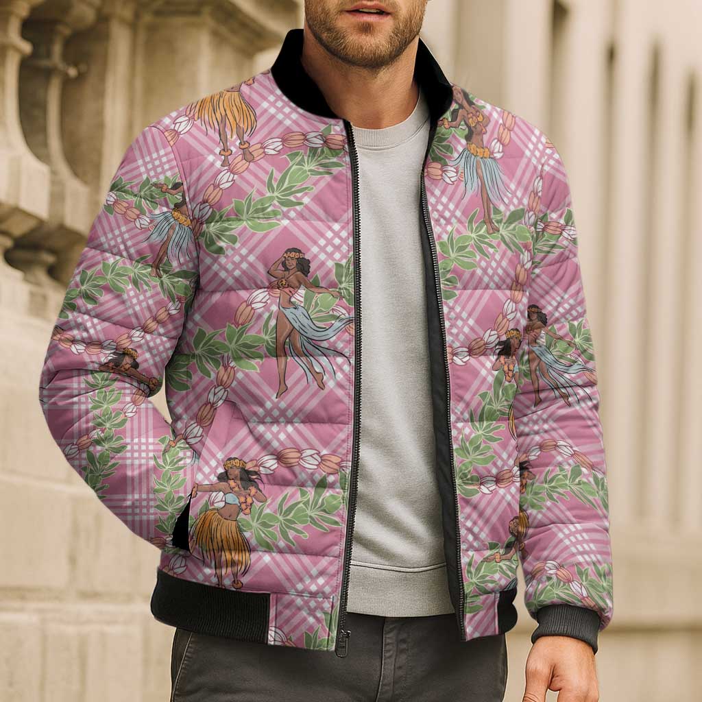 Lokelani Pink Palaka Hula Girls Seamless Hawaii Aloha Bomber Puffer Jacket - Polynesian Pride
