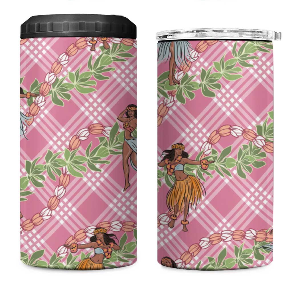 Lokelani Pink Palaka Hula Girls Seamless Hawaii Aloha 4 in 1 Can Cooler Tumbler - Polynesian Pride