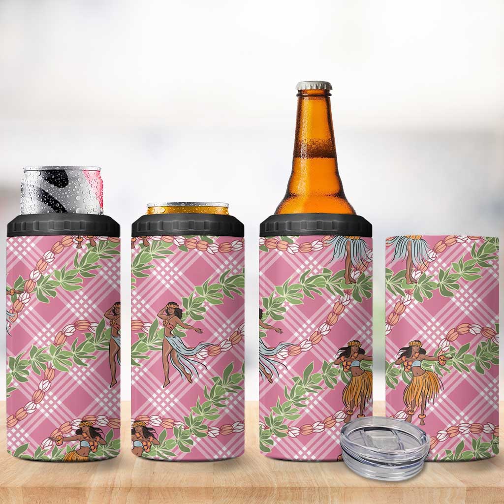 Lokelani Pink Palaka Hula Girls Seamless Hawaii Aloha 4 in 1 Can Cooler Tumbler - Polynesian Pride