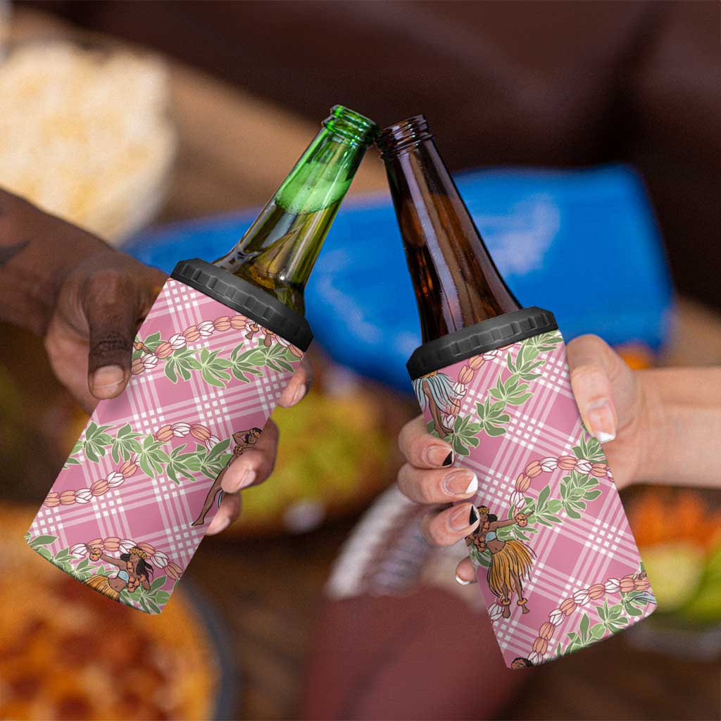 Lokelani Pink Palaka Hula Girls Seamless Hawaii Aloha 4 in 1 Can Cooler Tumbler - Polynesian Pride