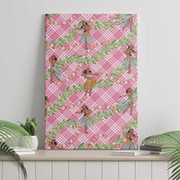 Lokelani Pink Palaka Hula Girls Seamless Hawaii Aloha Canvas Wall Art - Polynesian Pride