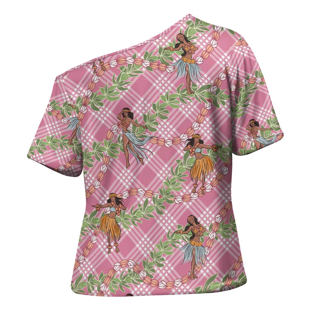 Lokelani Pink Palaka Hula Girls Seamless Hawaii Aloha Cross Shoulder Shirt - Polynesian Pride