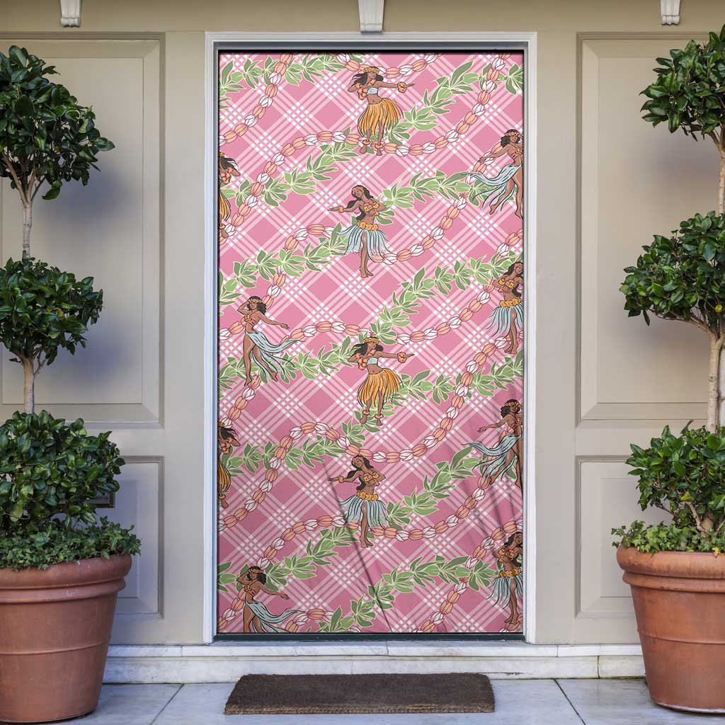 Lokelani Pink Palaka Hula Girls Seamless Hawaii Aloha Door Cover - Polynesian Pride