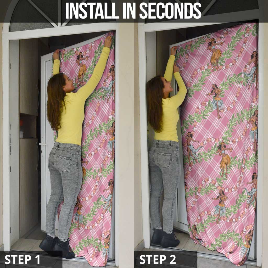 Lokelani Pink Palaka Hula Girls Seamless Hawaii Aloha Door Cover - Polynesian Pride