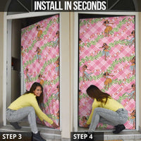 Lokelani Pink Palaka Hula Girls Seamless Hawaii Aloha Door Cover - Polynesian Pride