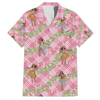 Lokelani Pink Palaka Hula Girls Seamless Hawaii Aloha Family Matching Long Sleeve Bodycon Dress and Hawaiian Shirt - Polynesian Pride