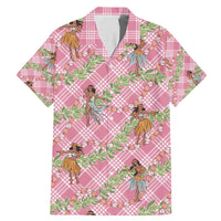 Lokelani Pink Palaka Hula Girls Seamless Hawaii Aloha Family Matching Mermaid Dress and Hawaiian Shirt - Polynesian Pride