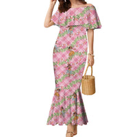 Lokelani Pink Palaka Hula Girls Seamless Hawaii Aloha Family Matching Mermaid Dress and Hawaiian Shirt - Polynesian Pride