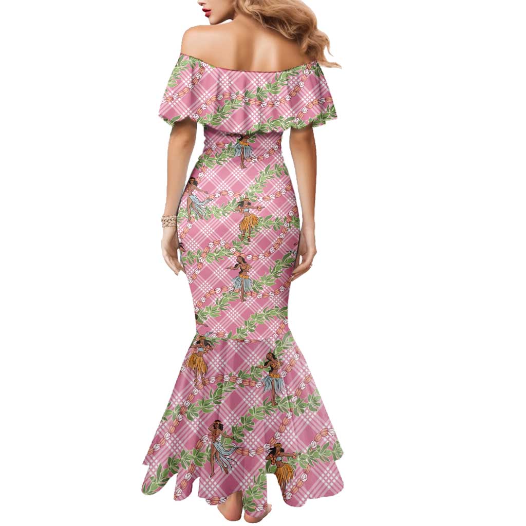 Lokelani Pink Palaka Hula Girls Seamless Hawaii Aloha Family Matching Mermaid Dress and Hawaiian Shirt - Polynesian Pride