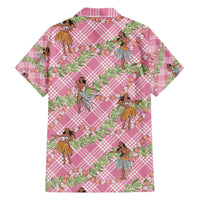 Lokelani Pink Palaka Hula Girls Seamless Hawaii Aloha Family Matching Off Shoulder Maxi Dress and Hawaiian Shirt - Polynesian Pride