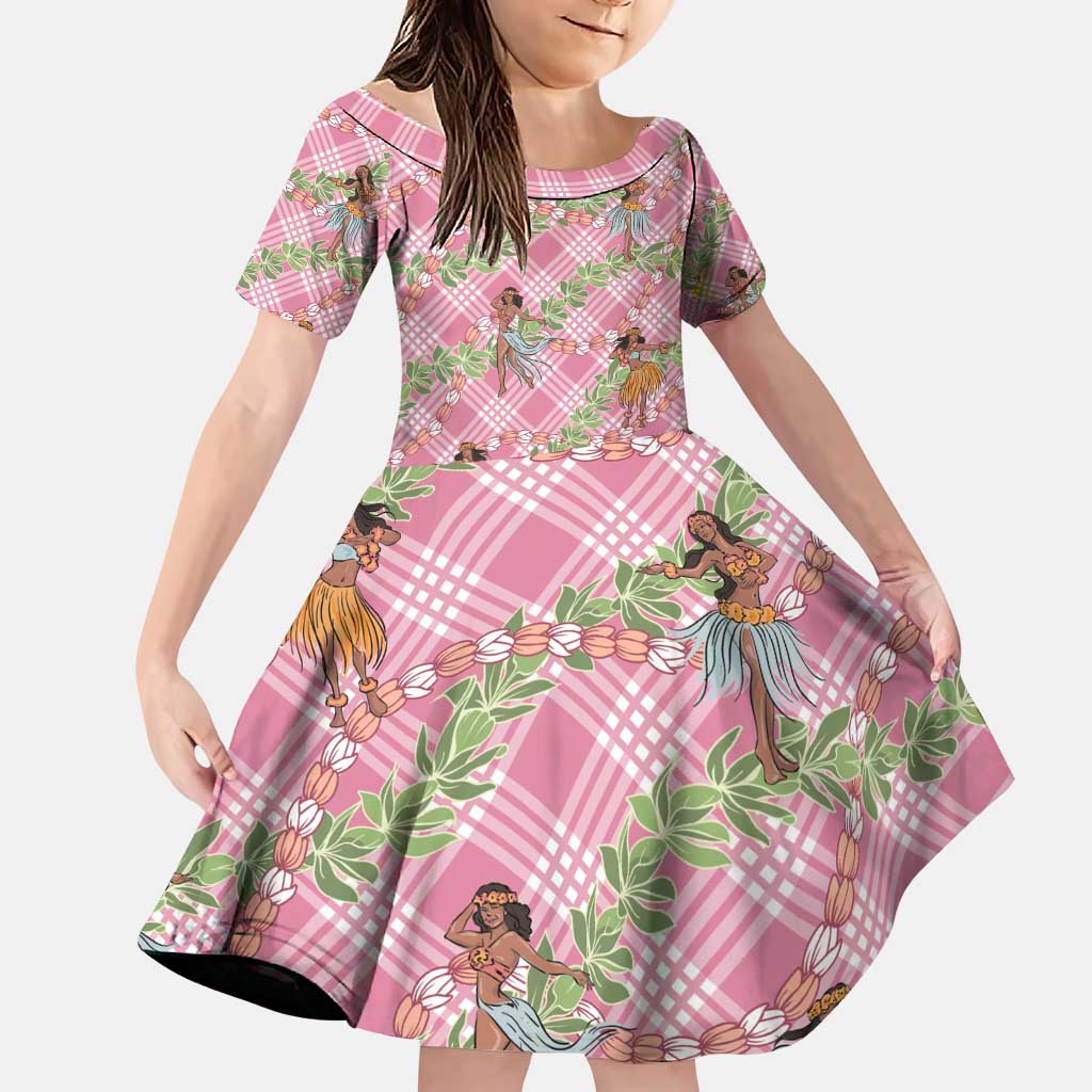 Lokelani Pink Palaka Hula Girls Seamless Hawaii Aloha Family Matching Puletasi and Hawaiian Shirt - Polynesian Pride