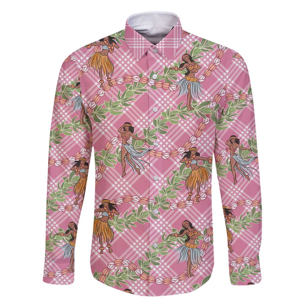Lokelani Pink Palaka Hula Girls Seamless Hawaii Aloha Family Matching Puletasi and Hawaiian Shirt - Polynesian Pride