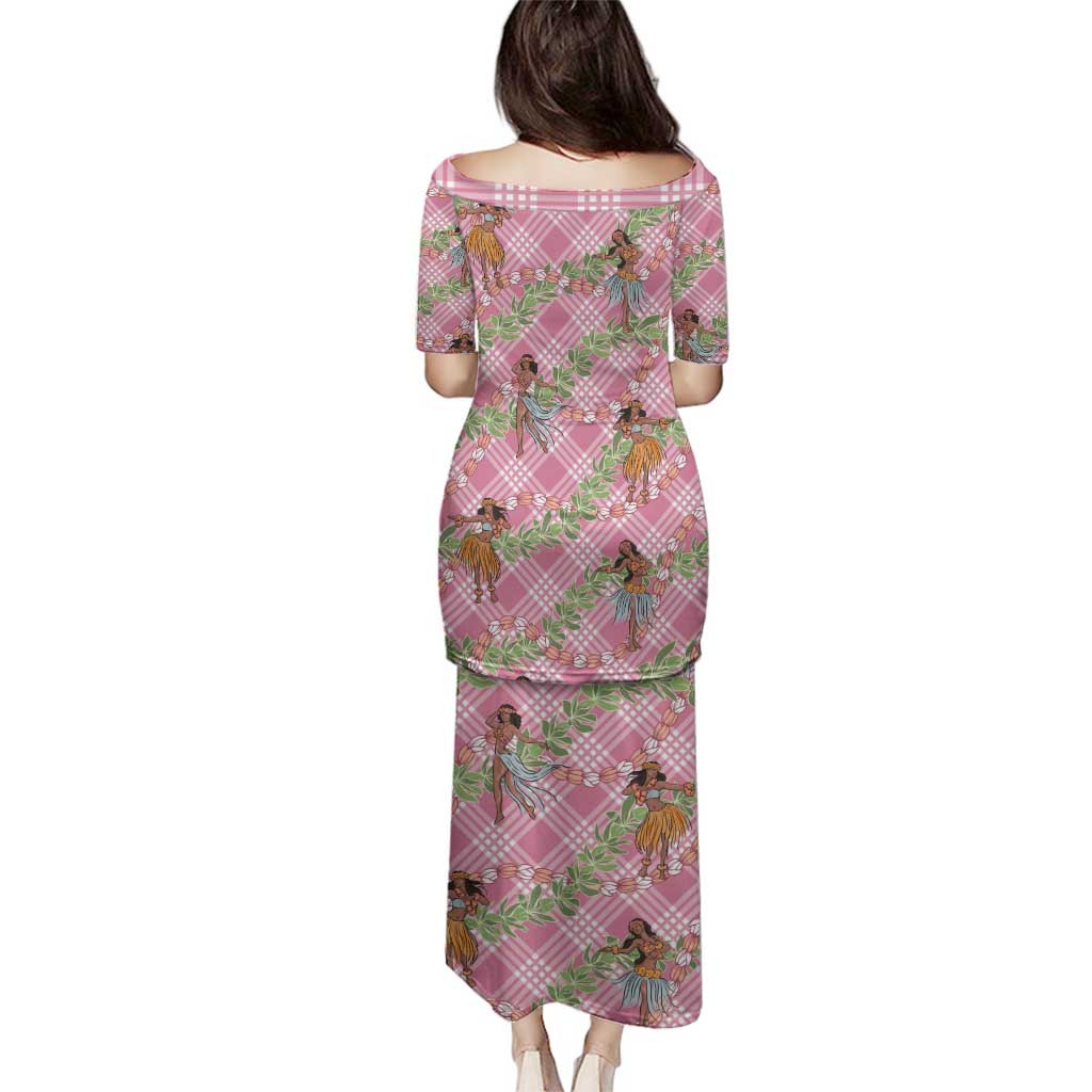 Lokelani Pink Palaka Hula Girls Seamless Hawaii Aloha Family Matching Puletasi and Hawaiian Shirt - Polynesian Pride