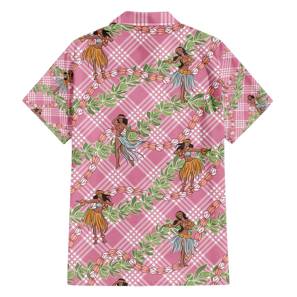 Lokelani Pink Palaka Hula Girls Seamless Hawaii Aloha Family Matching Tank Maxi Dress and Hawaiian Shirt - Polynesian Pride