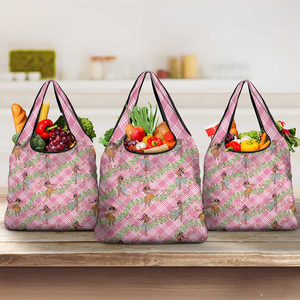 Lokelani Pink Palaka Hula Girls Seamless Hawaii Aloha Grocery Bag - Polynesian Pride