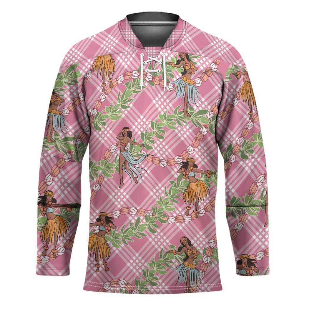 Lokelani Pink Palaka Hula Girls Seamless Hawaii Aloha Hockey Jersey - Polynesian Pride