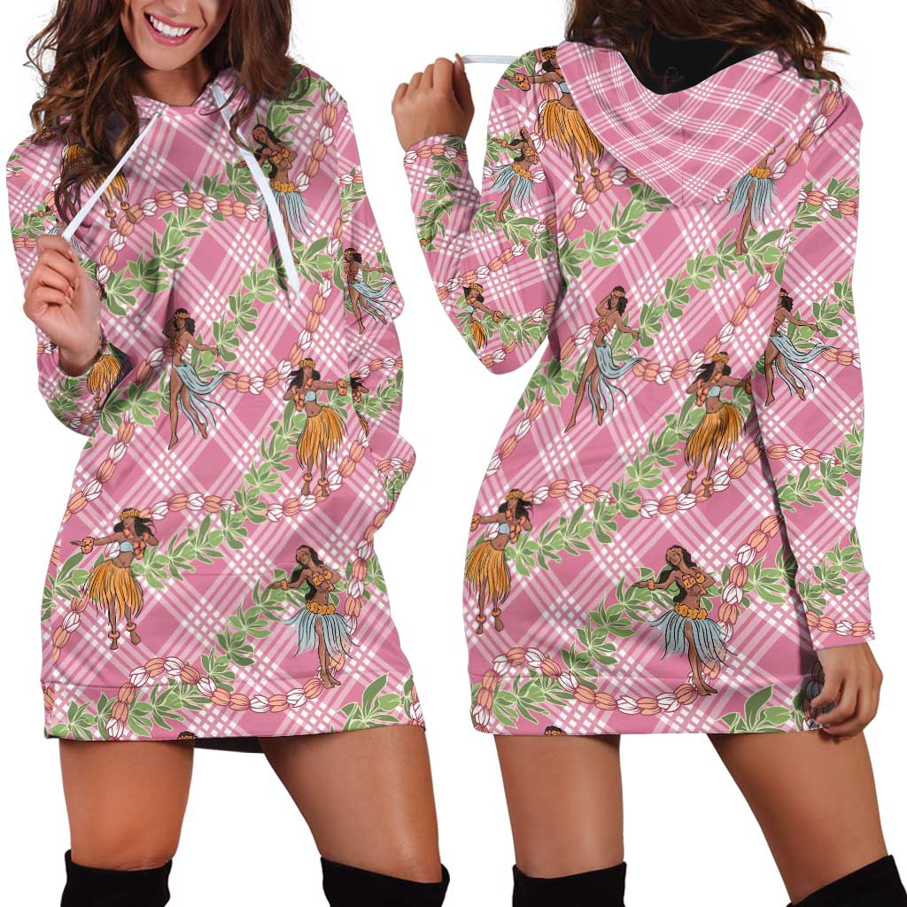 Lokelani Pink Palaka Hula Girls Seamless Hawaii Aloha Hoodie Dress - Polynesian Pride