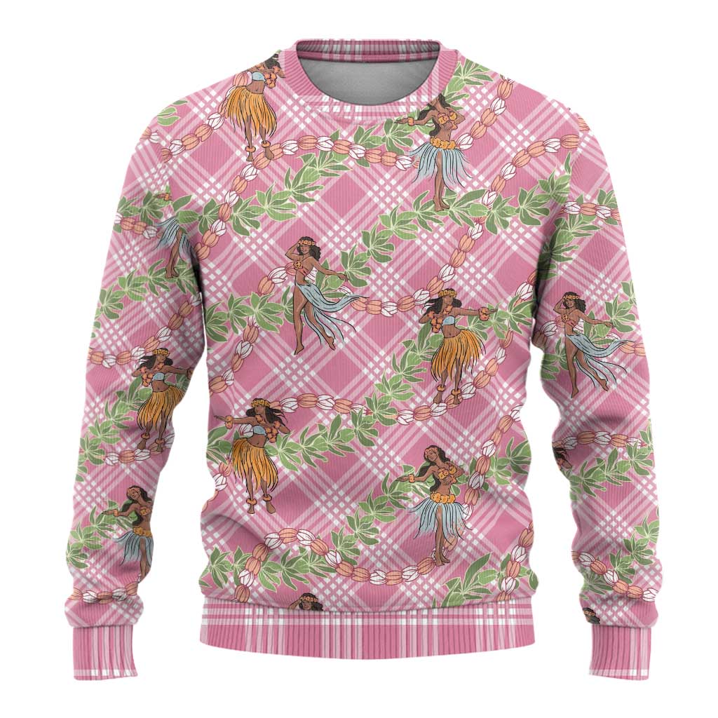 Lokelani Pink Palaka Hula Girls Seamless Hawaii Aloha Ugly Christmas Sweater - Polynesian Pride