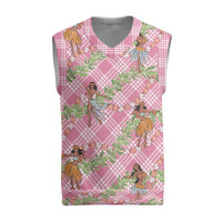 Lokelani Pink Palaka Hula Girls Seamless Hawaii Aloha Christmas Knitted V-Neck Vest - Polynesian Pride