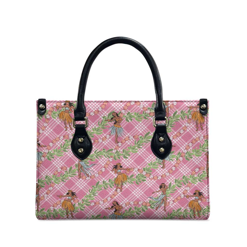 Lokelani Pink Palaka Hula Girls Seamless Hawaii Aloha Leather Bag - Polynesian Pride