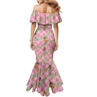 Lokelani Pink Palaka Hula Girls Seamless Hawaii Aloha Mermaid Dress - Polynesian Pride