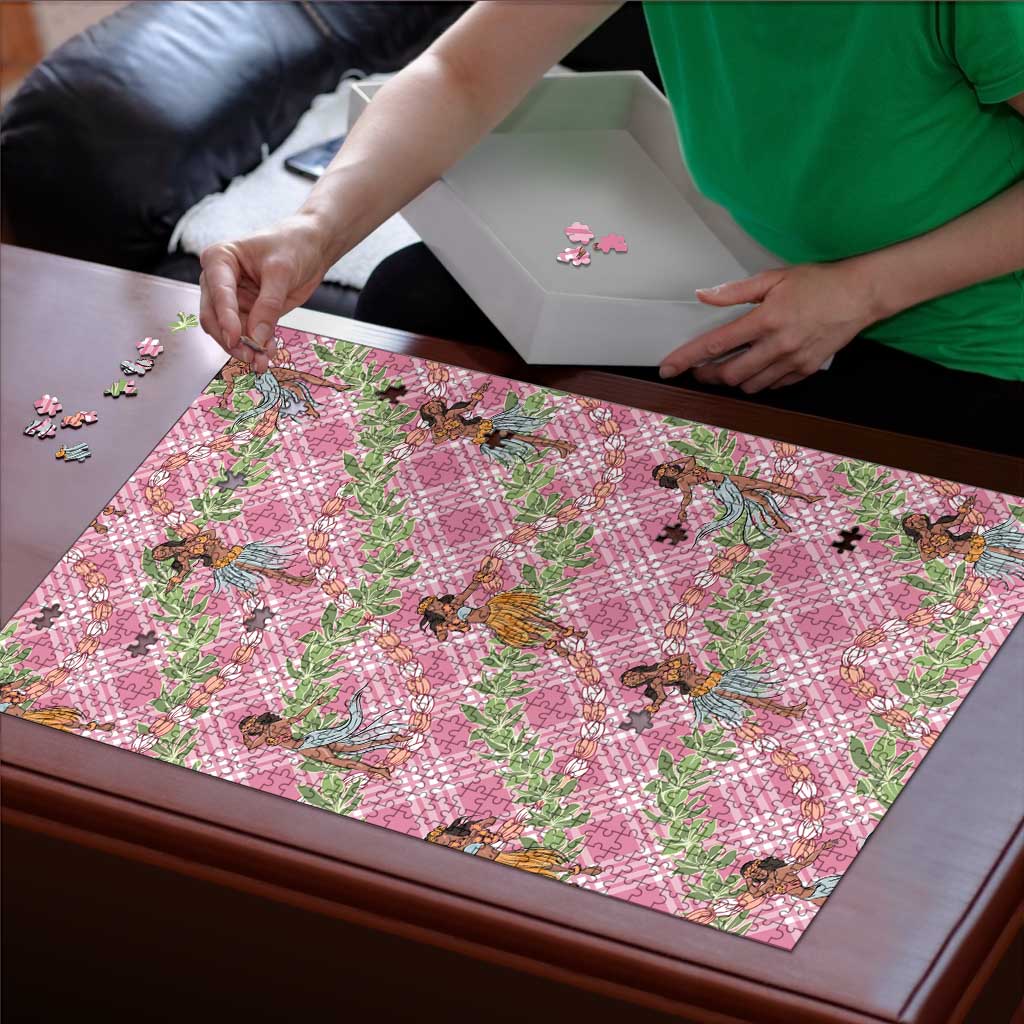 Lokelani Pink Palaka Hula Girls Seamless Hawaii Aloha Puzzle - Polynesian Pride