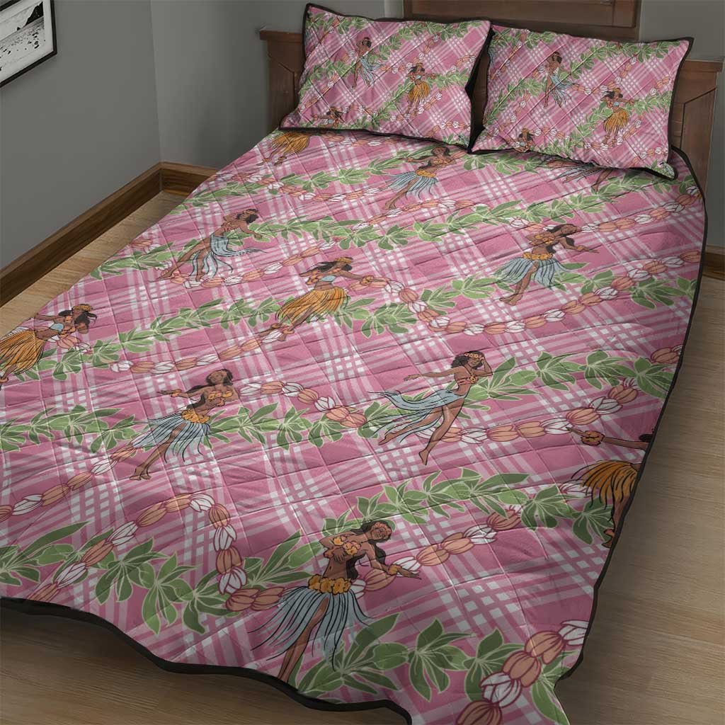 Lokelani Pink Palaka Hula Girls Seamless Hawaii Aloha Quilt Bed Set - Polynesian Pride