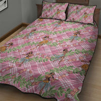 Lokelani Pink Palaka Hula Girls Seamless Hawaii Aloha Quilt Bed Set - Polynesian Pride