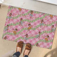 Lokelani Pink Palaka Hula Girls Seamless Hawaii Aloha Rubber Doormat - Polynesian Pride