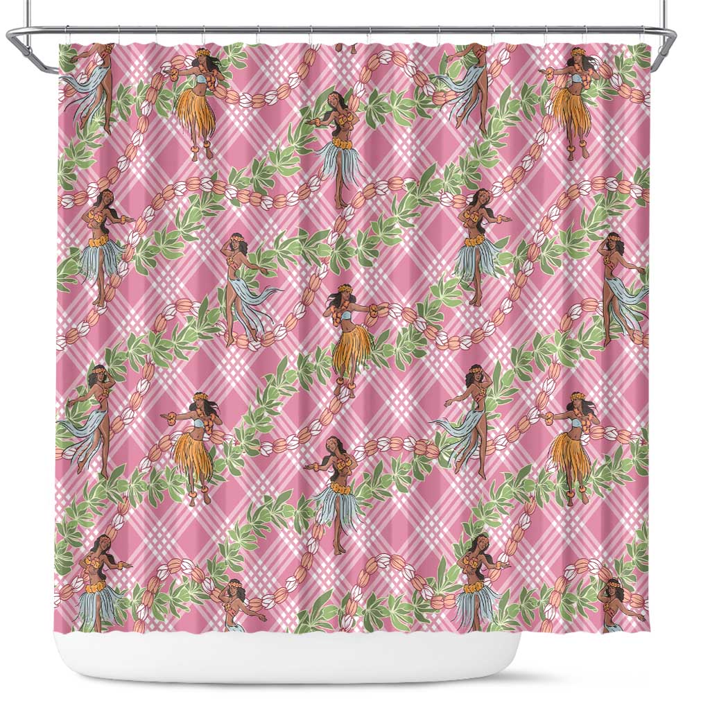 Lokelani Pink Palaka Hula Girls Seamless Hawaii Aloha Shower Curtain - Polynesian Pride