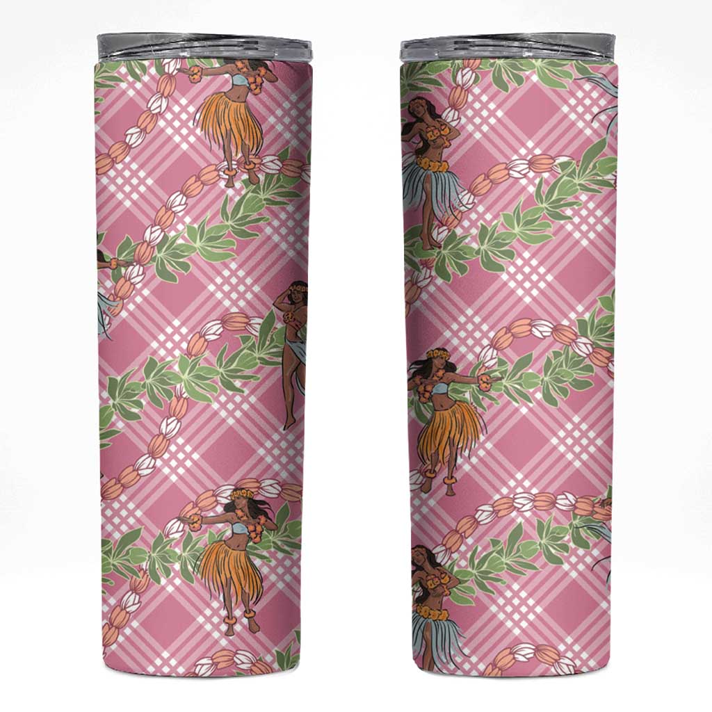 Lokelani Pink Palaka Hula Girls Seamless Hawaii Aloha Skinny Tumbler - Polynesian Pride