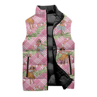 Lokelani Pink Palaka Hula Girls Seamless Hawaii Aloha Sleeveless Puffer Jacket - Polynesian Pride