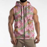 Lokelani Pink Palaka Hula Girls Seamless Hawaii Aloha Sleeveless Zip Hoodie - Polynesian Pride