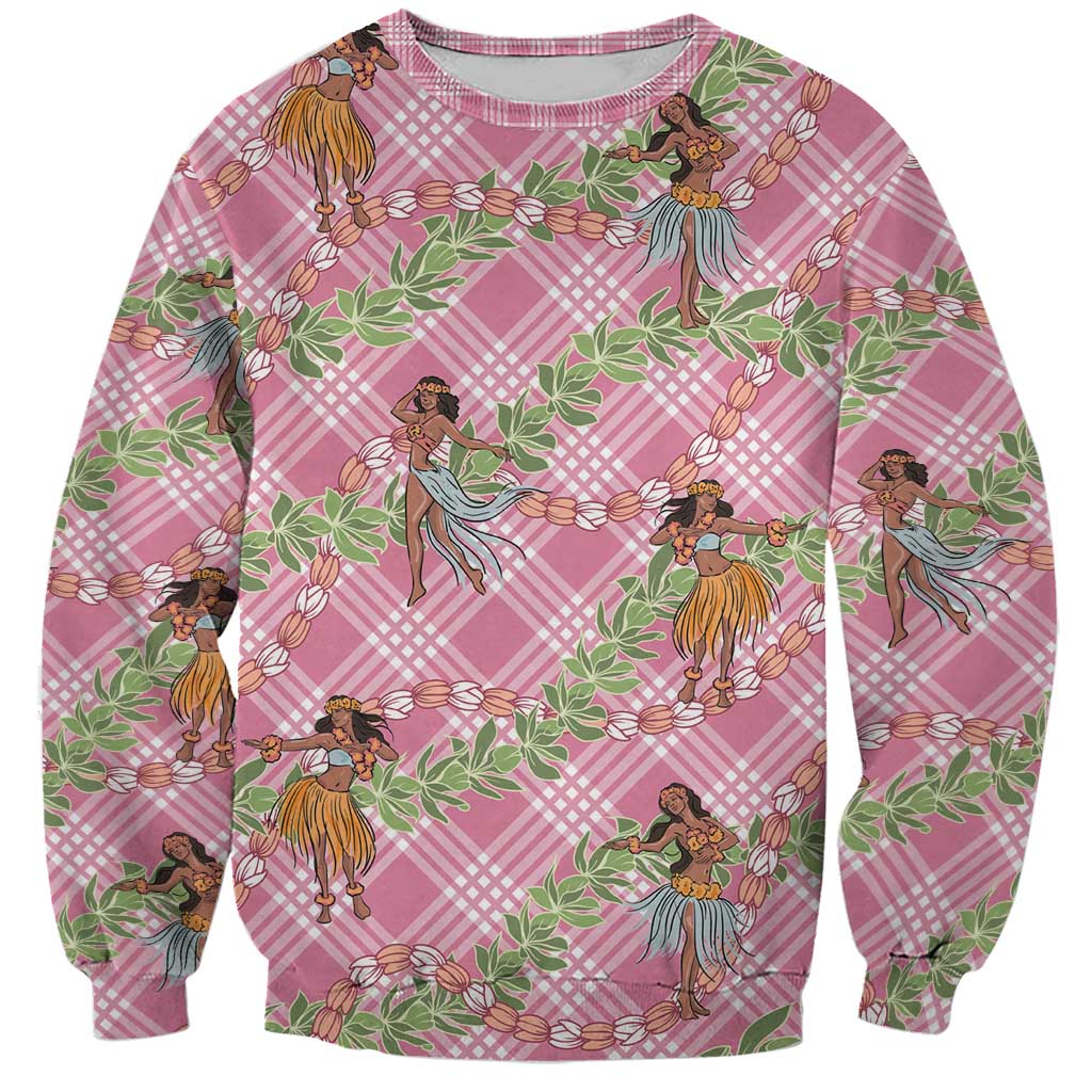 Lokelani Pink Palaka Hula Girls Seamless Hawaii Aloha Sweatshirt - Polynesian Pride