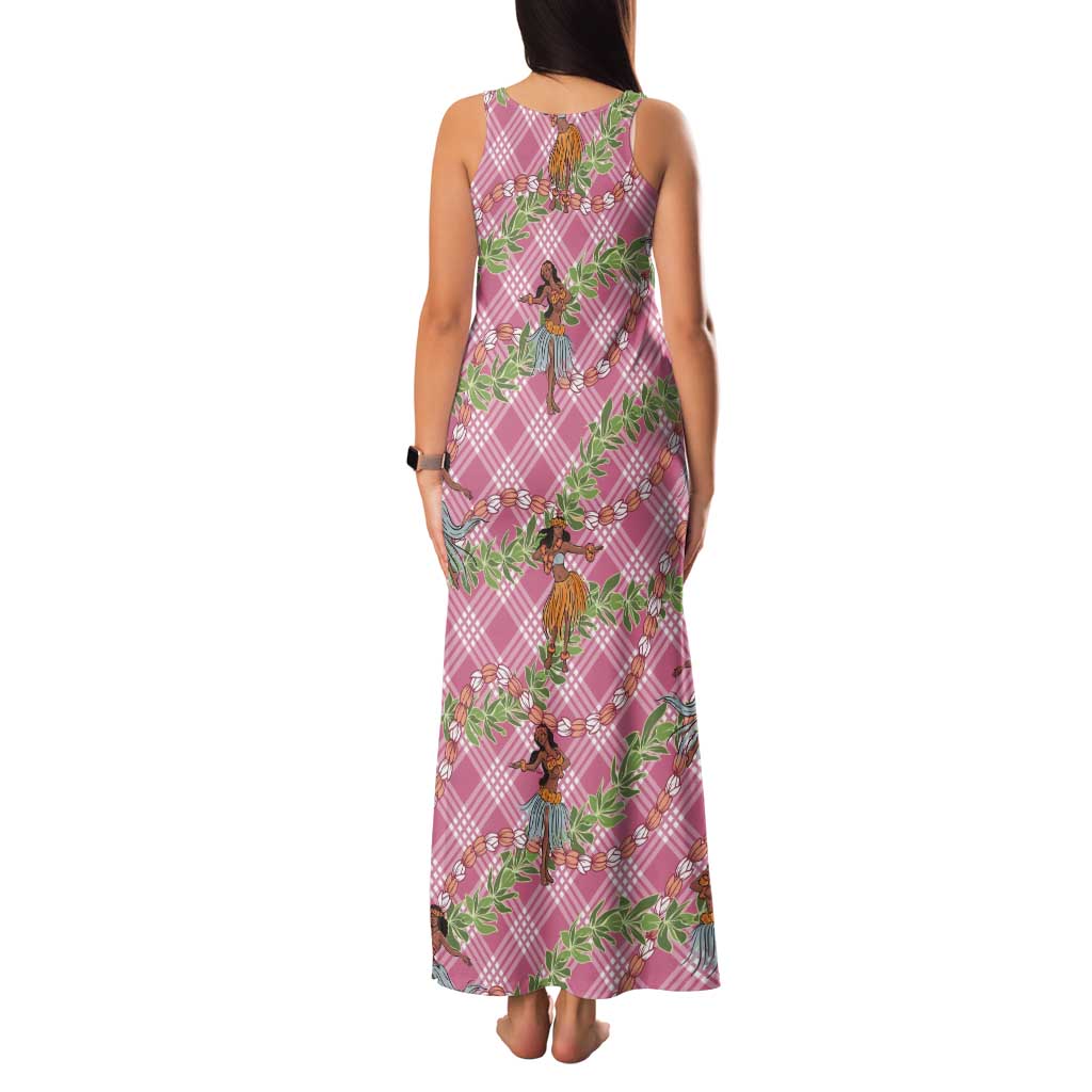 Lokelani Pink Palaka Hula Girls Seamless Hawaii Aloha Tank Maxi Dress - Polynesian Pride